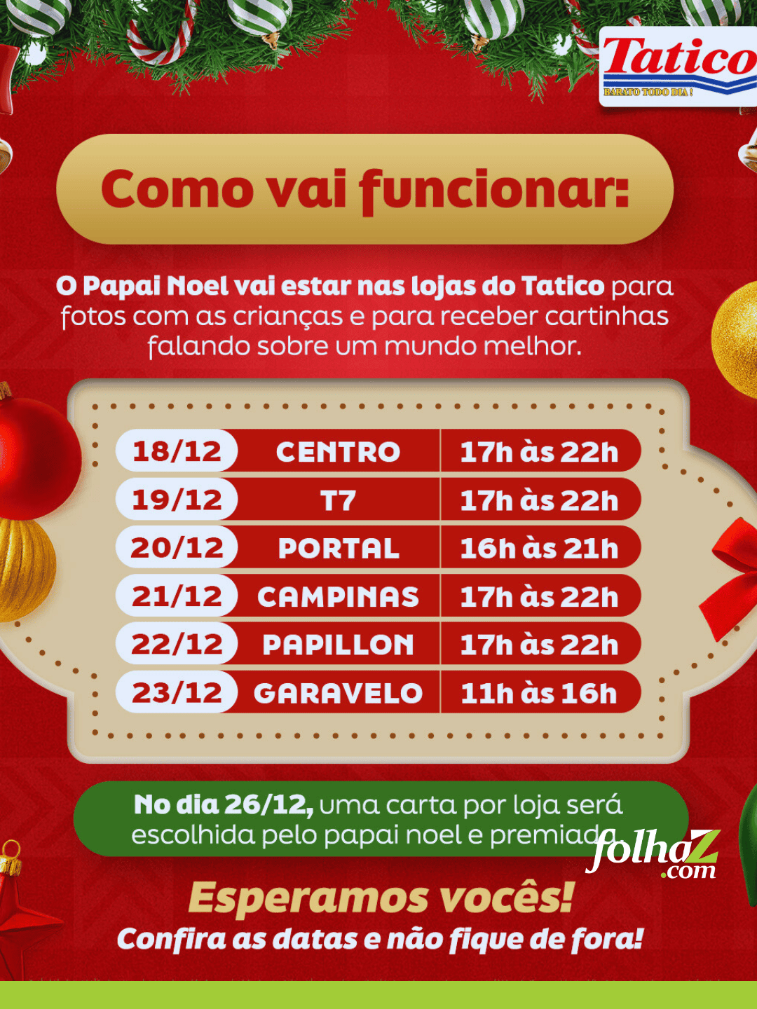 Papai Noel no Supermercado Tático até dia 23: veja datas e lojas