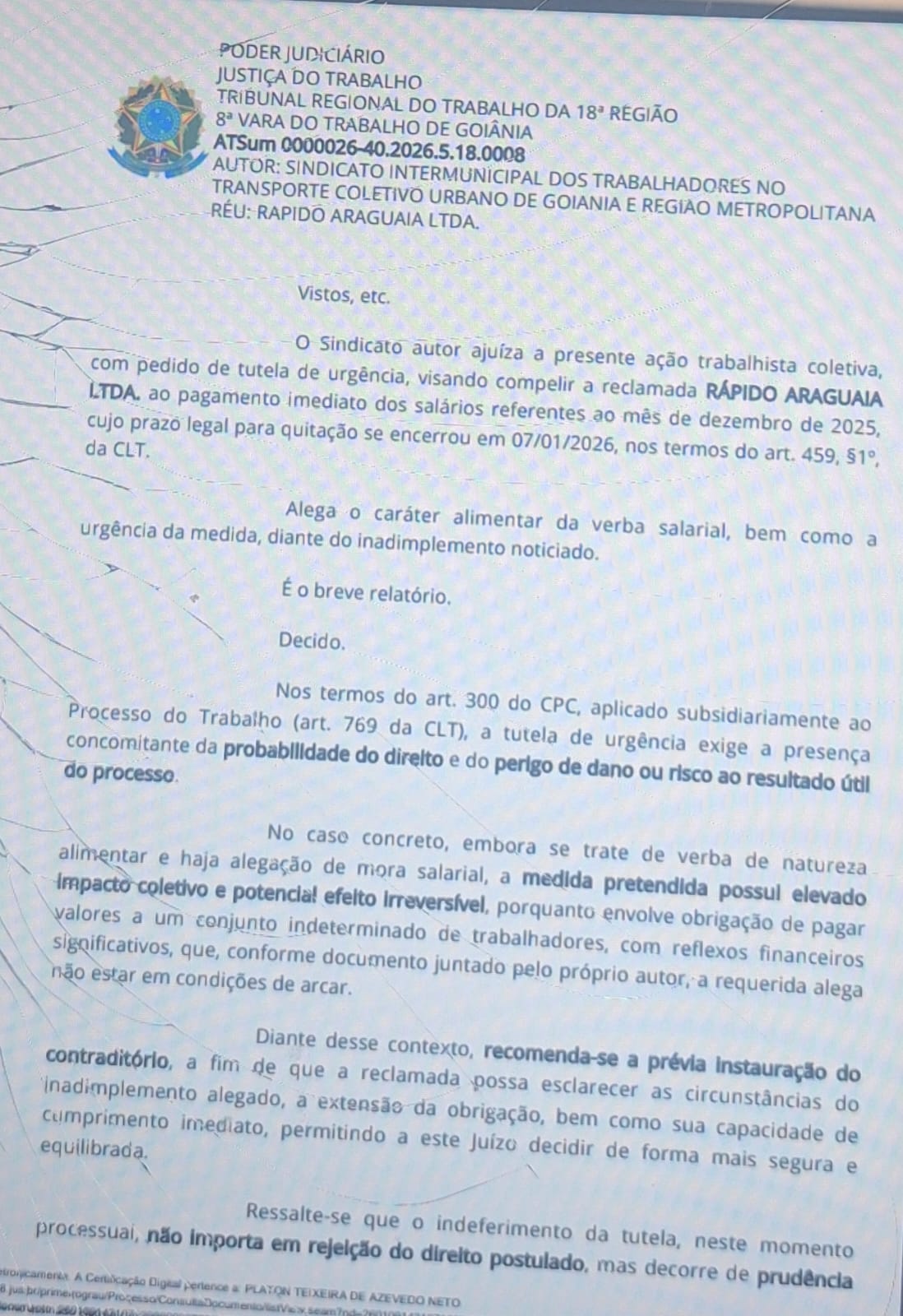 Greve motoristas de õnibus Goiânia 