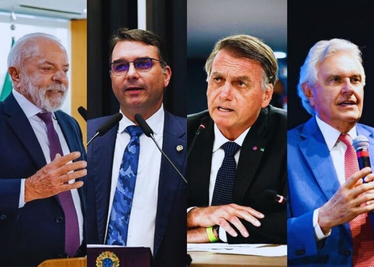 Lula, Flávio, Bolsonaro e Caiado serão testados em algumas das pesquisas registradas | Foto: Reprodução