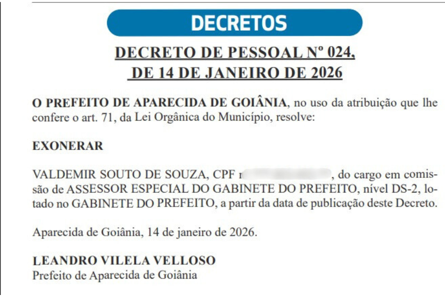 Valdemir Souto exonerado