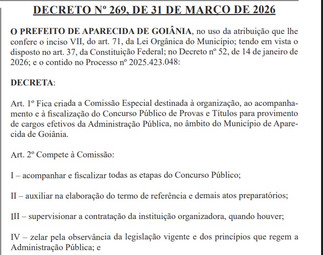 Concurso público Aparecida de Goiânia