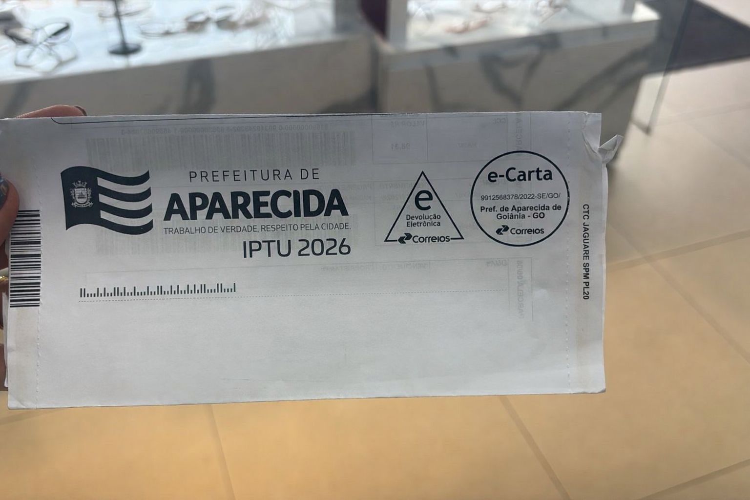 Novo boleto IPTU Aparecida de Goiânia